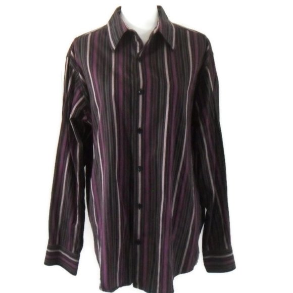 Axcess Purple Pinstripe Long Sleeve Dress Shirt - Picture 4 of 8
